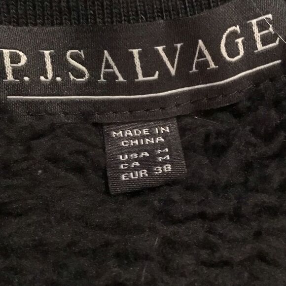 PJ SALVAGE WOMENS BOMBER BABE BLACK PLUSH ZIP FRONT JACKET - Picture 8 of 9